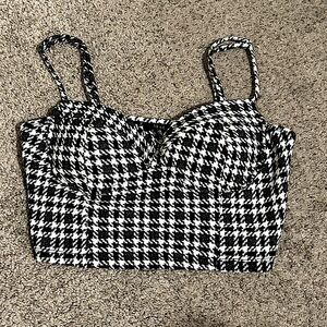 Stylish Black and White Plad Top with built in Bra